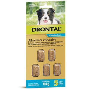 Drontal - Allwormer Chewable - Medium Dogs - 2 Chews