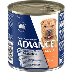 Advance Sensitive Skin & Digestion Wet Adult Dog Food - Chicken with Rice - 12 Pieces
