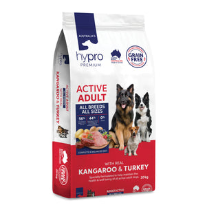 Hypro Premium GRAIN FREE  Active Adult Dog Food – Kangaroo & Turkey