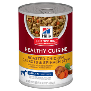 Hill's - Science Diet - Wet Food Tins - Adult Dog (7+) - Healthy Cuisine - Roasted Chicken, Carrot & Spinach Stew - 12 x 354g