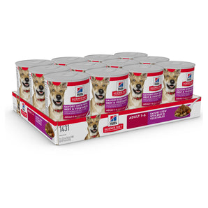 Hill’s - Science Diet - Wet Food Tins - Adult Dog (1-6) - Savory Stew with Beef & Vegetables - 12 x 363gm