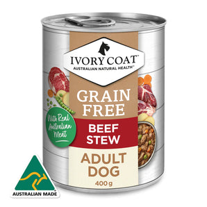 Ivory Coat – Wet Food Tins - Adult Dog - GRAIN FREE - Beef Stew - 12 x 400g