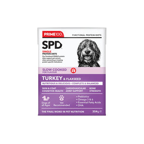 Prime100 - SPD Slow Cooked - Turkey & Flaxseed - Tray of 12 x 354g
