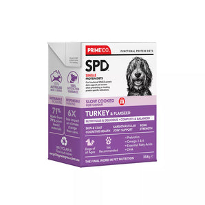 Prime100 - SPD Slow Cooked - Turkey & Flaxseed - Tray of 12 x 354g