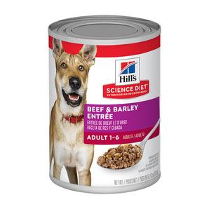 Hill's - Science Diet - Wet Food Tins - Adult Dog (1-6) - Beef & Barley Entree - 12 x 370g