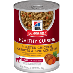 Hill's - Science Diet - Wet Food Tins - Adult Dog (1-6) - Healthy Cuisine - Roasted Chicken, Carrot & Spinach Stew - 12 x 354g